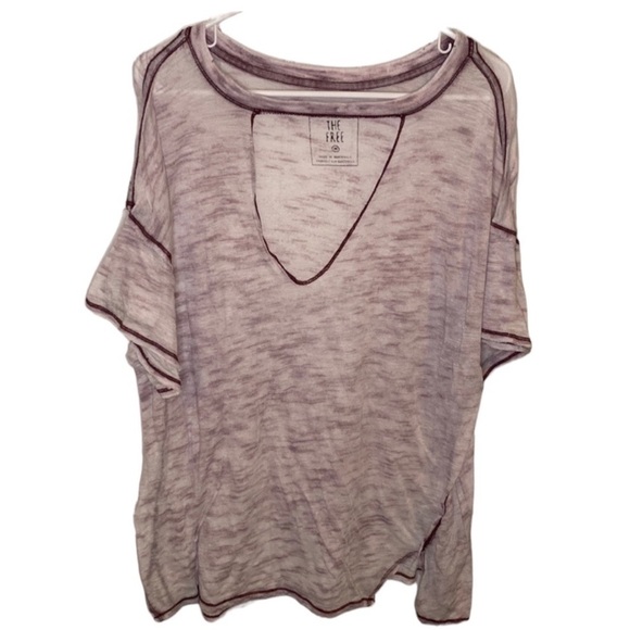 We The Free Purple Short Sleeve Marbled Cut Out Top - Picture 1 of 5